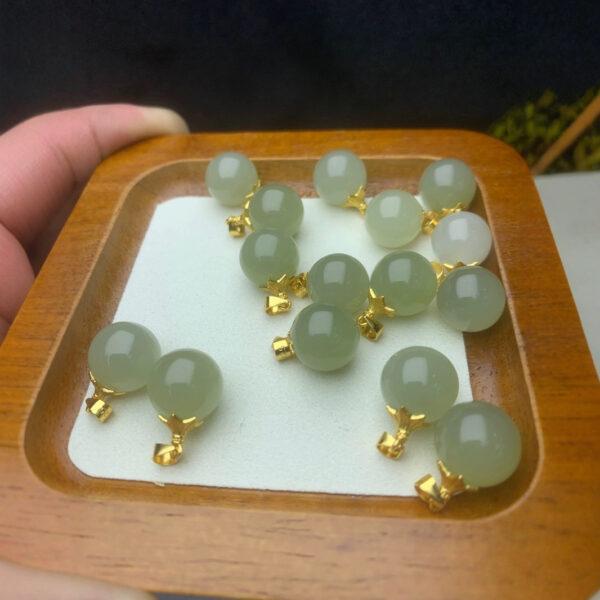 nephrite charm, round charm, ball charm, jade charm, green bead, high quality bead, genuine bead, natural bead - Image 2