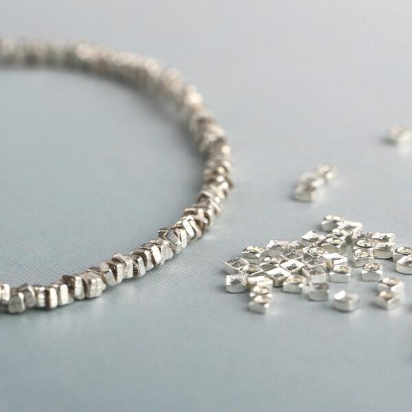 square bead, simple bead, spacer bead, s925 sterling silver, silver bead, bright silver bead - Image 2
