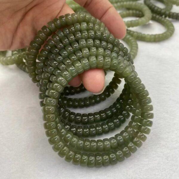 rondelle beaded bracelet, nephrite bracelet, jade bracelet, green bracelet, genuine natural bracelet - Image 2