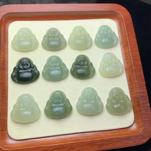 nephrite charm, Buddha charm, Maitreya Buddha, jade charm, green bead, high quality bead, genuine bead, natural bead - Image 2