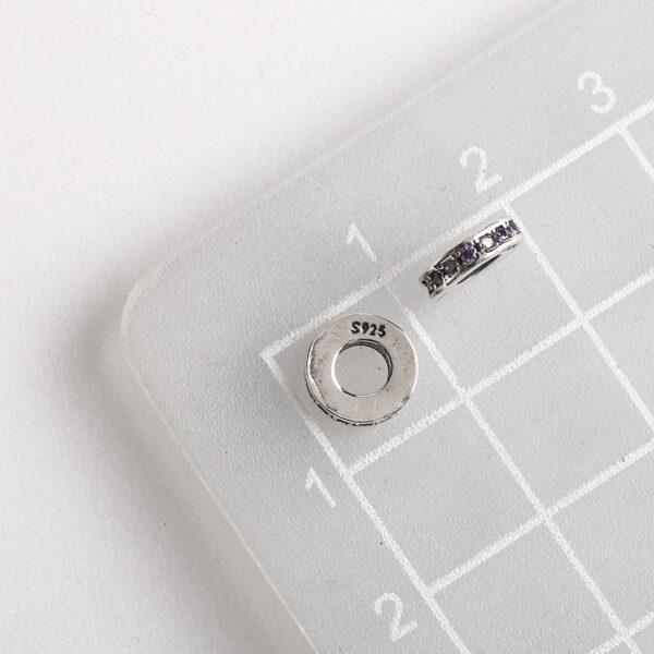 gasket bead, colorful zircon bead, spacer bead, s925 sterling silver, silver bead, oxidized silver bead - Image 2