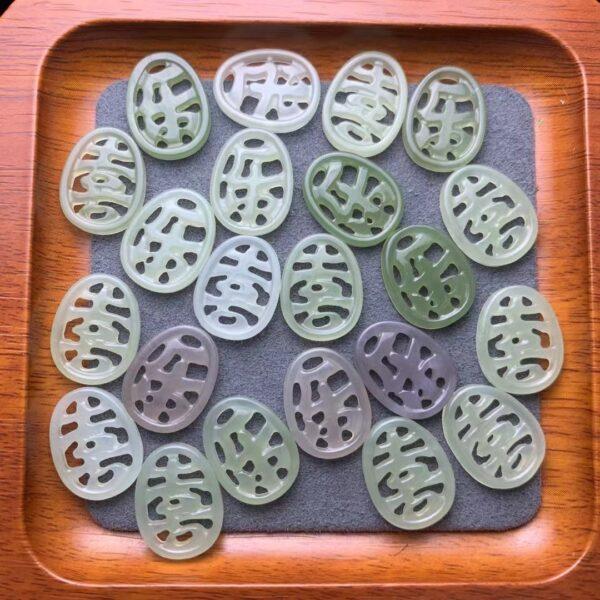 nephrite bead, hollow bead, 喜乐 bead, round jade bead, green bead, high quality bead, genuine bead, natural bead - Image 2