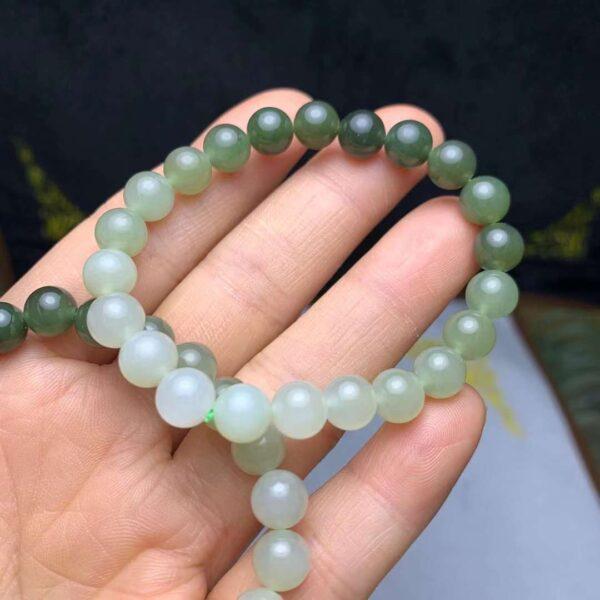 round beaded bracelet, nephrite bracelet, jade bracelet, gradient green bracelet, genuine natural bracelet - Image 2