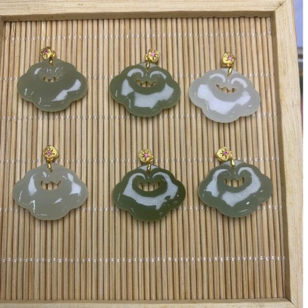 nephrite charm, cloud charm, ruyi charm, jade charm, green bead, high quality bead, genuine bead, natural bead - Image 2