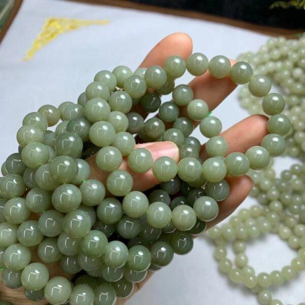 round beaded bracelet, nephrite bracelet, jade bracelet, green bracelet, genuine natural bracelet - Image 3