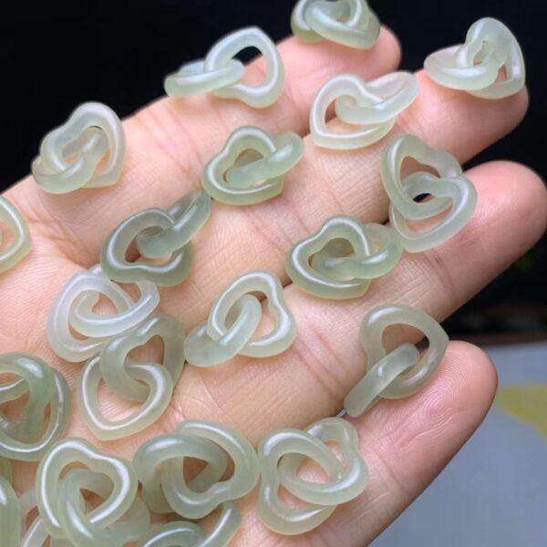 nephrite bead, heart bead, double hearts bead, jade bead, green bead, high quality bead, genuine bead, natural bead - Image 4