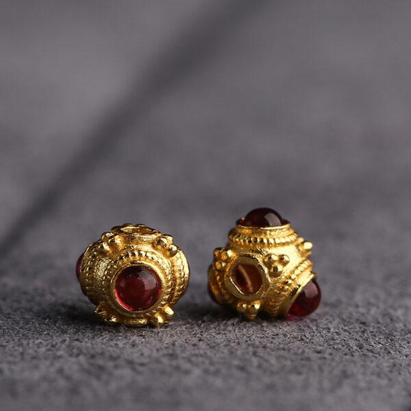 hollow bead, triangle bead, s925 sterling silver, silver bead, golden bead, gild bead - Image 3