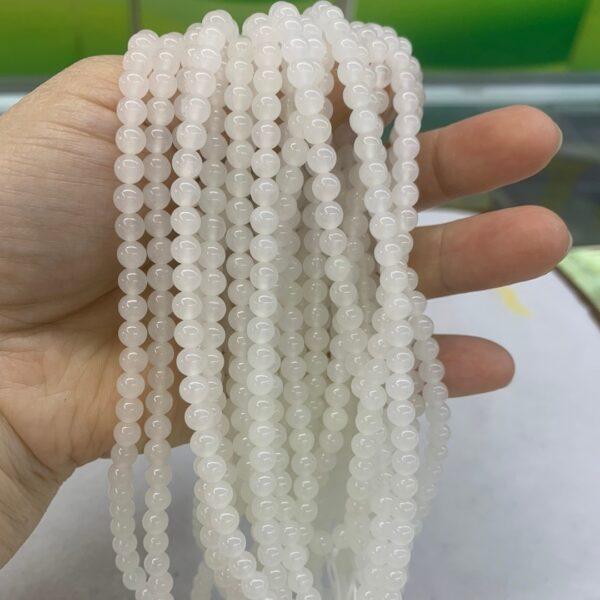 nephrite bead, round bead, whole strand bead, white bead, jade bead, high quality bead, genuine bead, natural bead - Image 3