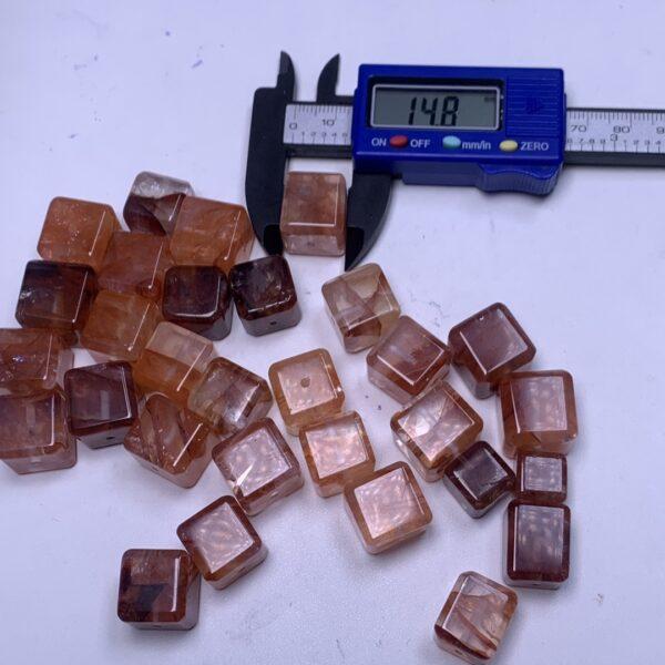 genuine natural red hematoid quartz bead, quartz bead, red bead, cube bead - Image 3