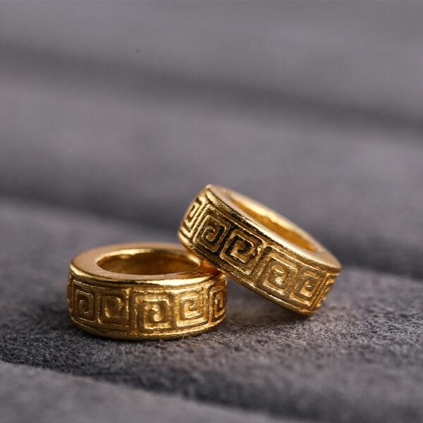 ring bead, fret pattern bead, jump ring, spacer bead, s925 sterling silver, silver bead, golden bead, gild bead - Image 3