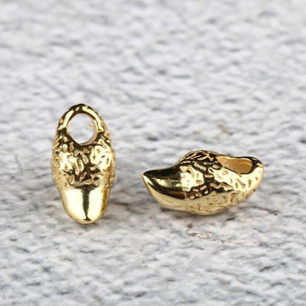 Tiger tooth bead, spacer bead, s925 sterling silver, silver bead, golden bead, gild bead - Image 3