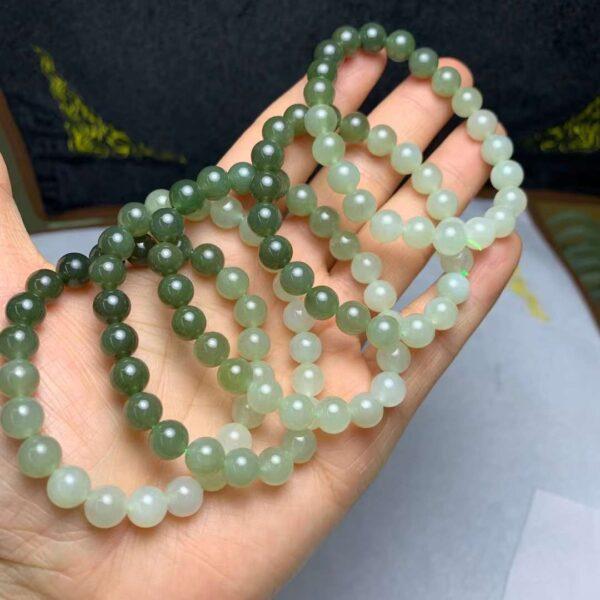 round beaded bracelet, nephrite bracelet, jade bracelet, gradient green bracelet, genuine natural bracelet - Image 3