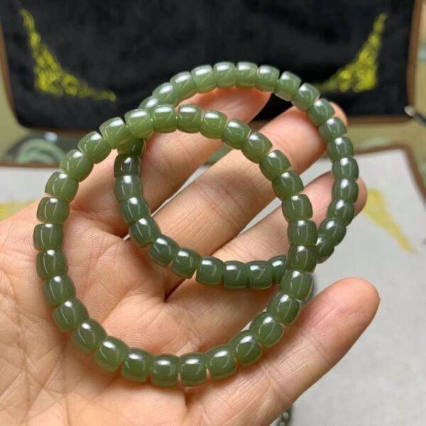 drum beaded bracelet, nephrite bracelet, jade bracelet, green bracelet, genuine natural bracelet - Image 3