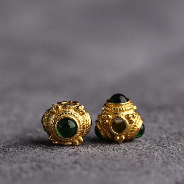 hollow bead, triangle bead, s925 sterling silver, silver bead, golden bead, gild bead - Image 4