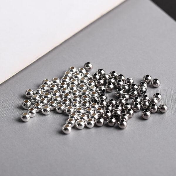 round bead, s925 sterling silver, silver bead, bright silver bead - Image 4