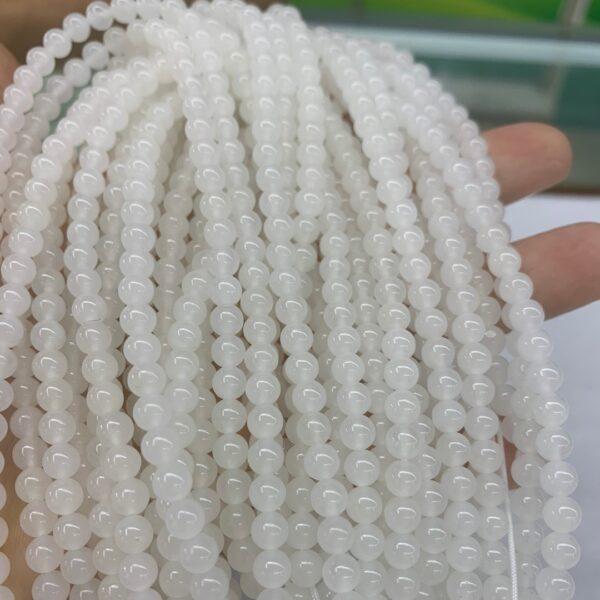 nephrite bead, round bead, whole strand bead, white bead, jade bead, high quality bead, genuine bead, natural bead - Image 4