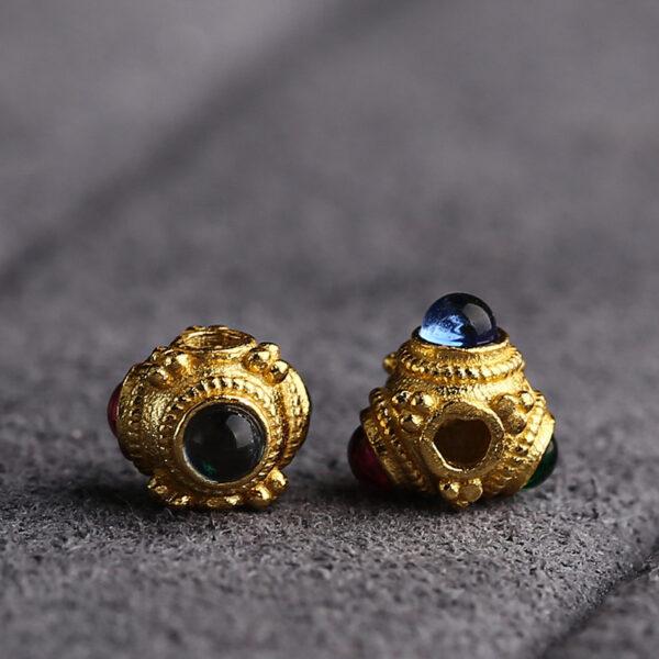 hollow bead, triangle bead, s925 sterling silver, silver bead, golden bead, gild bead - Image 5
