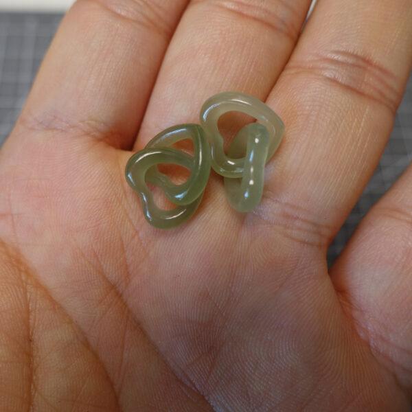 nephrite bead, heart bead, double hearts bead, jade bead, green bead, high quality bead, genuine bead, natural bead - Image 2