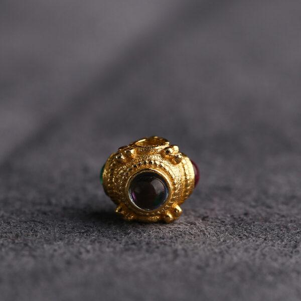 hollow bead, triangle bead, s925 sterling silver, silver bead, golden bead, gild bead - Image 8