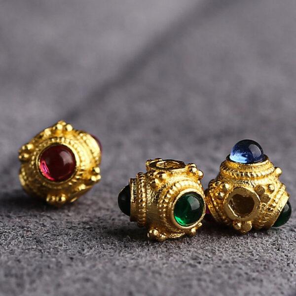 hollow bead, triangle bead, s925 sterling silver, silver bead, golden bead, gild bead - Image 9