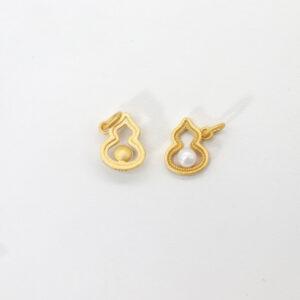 bezel charm, hollow gourd charm, pearl bead, white bead, sterling silver bead, gild bead, golden bead