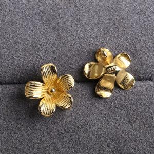 flower charm, s925 sterling silver, silver charm, golden charm, gild charm