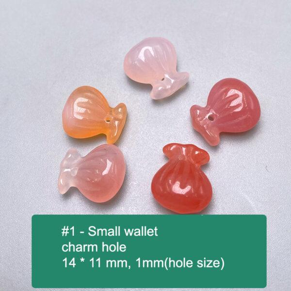 multi shapes bead, agate bead, agate charm, pink bead, orange bead, red bead - Image 2