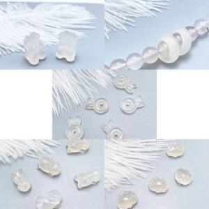 multi shapes bead, agate bead, agate charm, hazy white bead, hazy bead