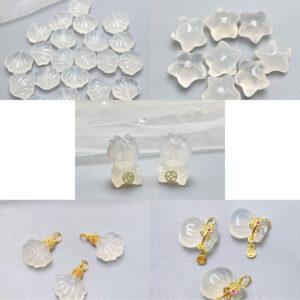 multi shapes bead, agate bead, agate charm, hazy white bead, hazy bead