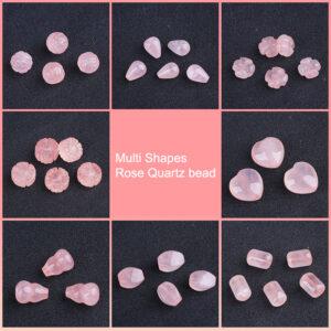 multi shapes bead, rose quartz bead, quartz charm, pink bead