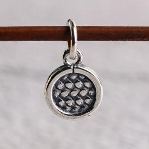 round charm, s925 sterling silver, silver charm, oxidized silver charm