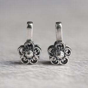 hollow flower clip, spacer bead, s925 sterling silver, silver bead, oxidized silver bead