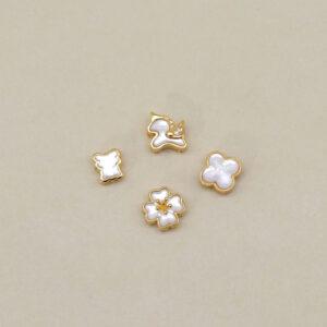 bezel bead, horse bead, flower bead, shell bead, white bead, sterling silver bead, gild bead, golden bead