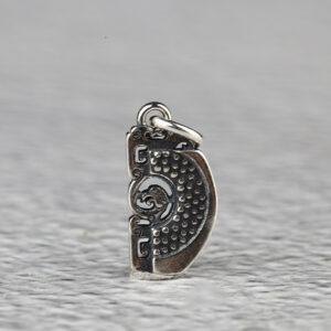 dragon & phoenix charm, semicircular charm, retro charm, s925 sterling silver, silver bead, silver charm, oxidized silver bead