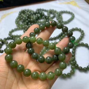 round beaded bracelet, nephrite bracelet, jade bracelet, green bracelet, genuine natural bracelet