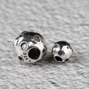 Planet bead, ball bead, spacer bead, s925 sterling silver, silver bead, oxidized silver bead