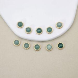 bezel bead, round bead, jadeite bead, green bead, sterling silver bead, gild bead, golden bead