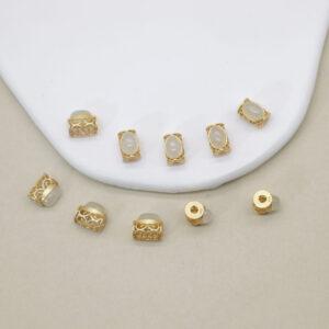 bezel bead, hollow flower bead, oval bead, nephrite bead, white bead, sterling silver bead, gild bead, golden bead