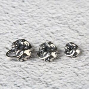 leopard charm, retro charm, s925 sterling silver, silver bead, silver charm, oxidized silver bead