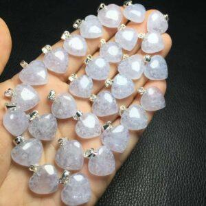 blue agate charm, heart charm, clear bead, sterling silver charm