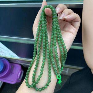 nephrite bead, round bead, whole strand bead, green bead, jade bead, high quality bead, genuine bead, natural bead