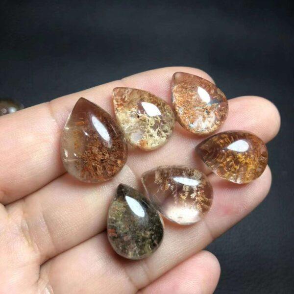phantom quartz bead, droplet bead, teardrop bead, clear bead, ring gemstone, pendant gemstone