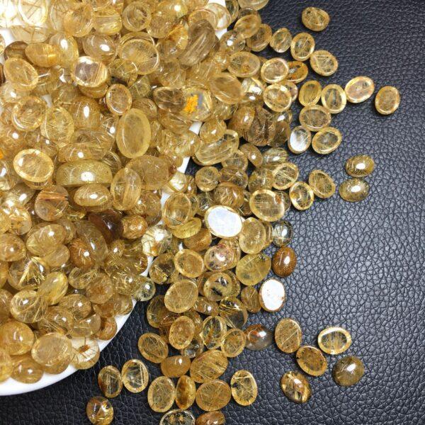 golden rutilated quartz bead, oval bead, golden bead, clear bead, ring gemstone, pendant gemstone