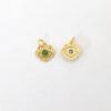 small flower charm, nephrite charm, green charm, sterling silver charm, gild bead, golden charm