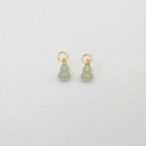 2pcs / 5 pcs small gourd charm, nephrite charm, light green charm, sterling silver charm, gild bead, golden charm