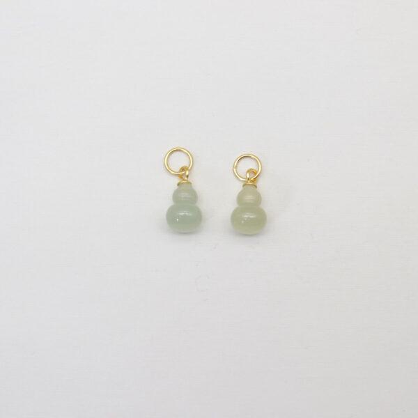 2pcs / 5 pcs small gourd charm, nephrite charm, light green charm, sterling silver charm, gild bead, golden charm