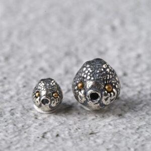 fish bead, spacer bead, s925 sterling silver, silver bead, oxidized silver bead
