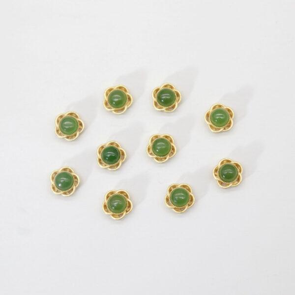 2pcs / 5 pcs bezel bead, hollow flower bead, nephrite bead, green bead, sterling silver bead, gild bead, golden bead