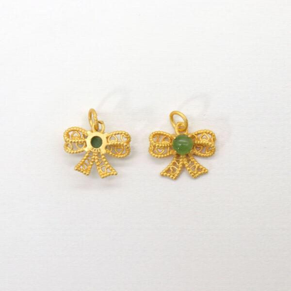2pcs / 5 pcs bow-knot charm, nephrite charm, green charm, sterling silver charm, gild bead, golden charm