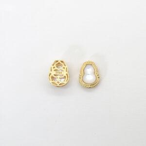 2pcs / 5 pcs bezel bead, hollow gourd bead, nephrite bead, green bead, sterling silver bead, gild bead, golden bead